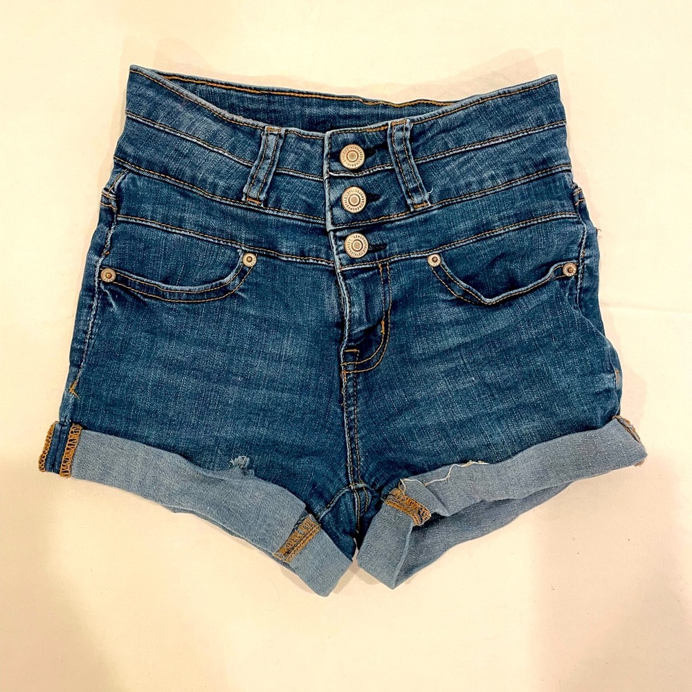 High rise denim shorts